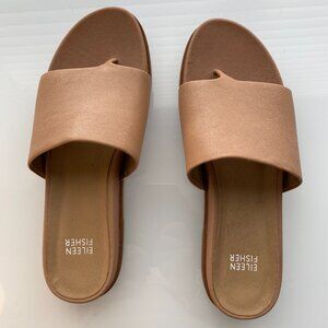 Eileen Fisher Duet Slide Tumbled Leather Sandal  in color Honey Size 8